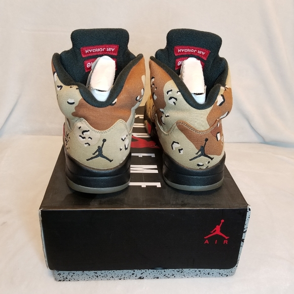 SUPREME × JORDAN RETRO 5 DESERT CAMO SIZE 10 - Picture 3 of 4